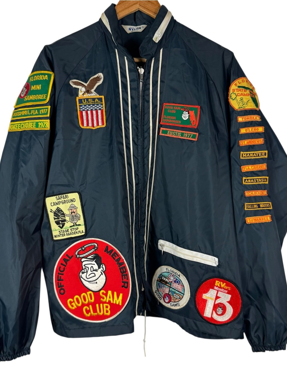 Vintage 70s Good Sam Club Windbreaker Jacket XL RV Camping Patch Lunar Rovers